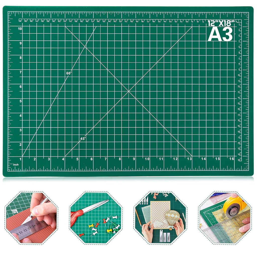 Anezus Self Healing Cutting Mat A3 Size - PVC Craft Cutting Board - Green