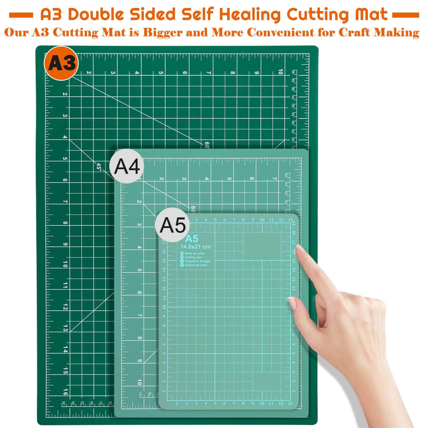 Anezus Self Healing Cutting Mat A3 Size - PVC Craft Cutting Board - Green
