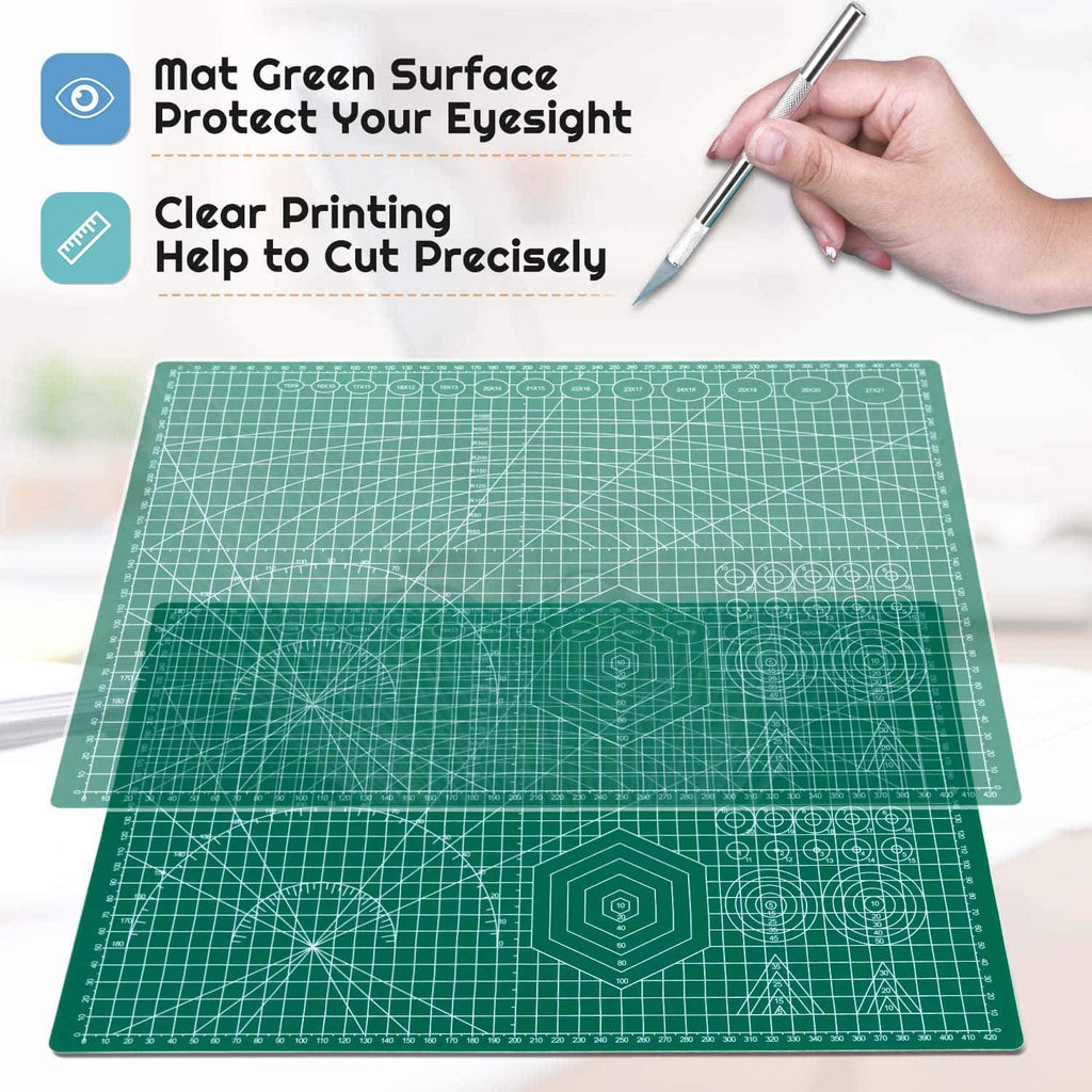 Anezus Self Healing Cutting Mat A3 Size - PVC Craft Cutting Board - Green