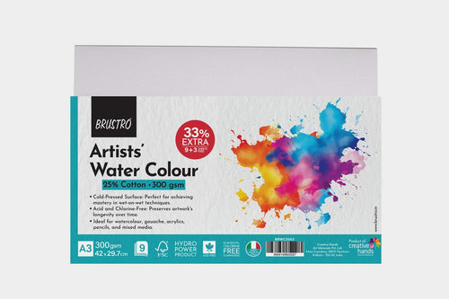 BRUSTRO Artists Watercolour Paper - 300 GSM - 25% Cotton - Cold Pressed