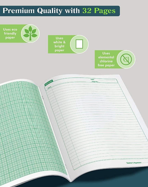 Classmate Graph Book A4 Size - 64 Pages - 1 cm Square Graph Paper - Pack of 3