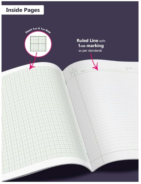 Classmate Graph Book A4 Size - 64 Pages - 1 cm Square Graph Paper - Pack of 3