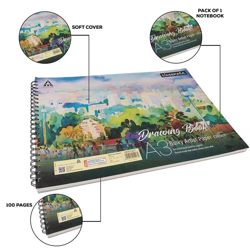 Classmate Wiro Sketch Book A3 - 100 Pages - Unruled