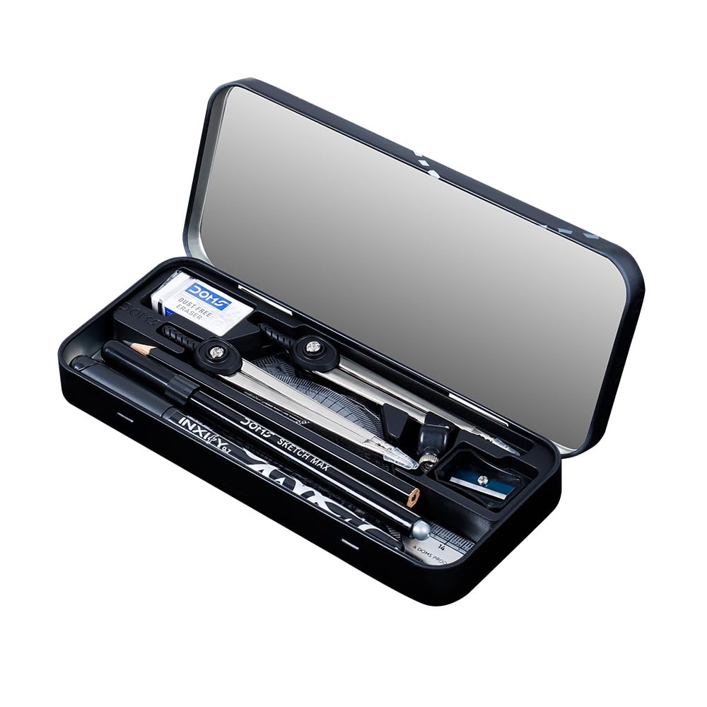 DOMS GEOTRON Geometry Box - 12-Piece Mathematical Drawing Instrument Set with Dual Side Tray