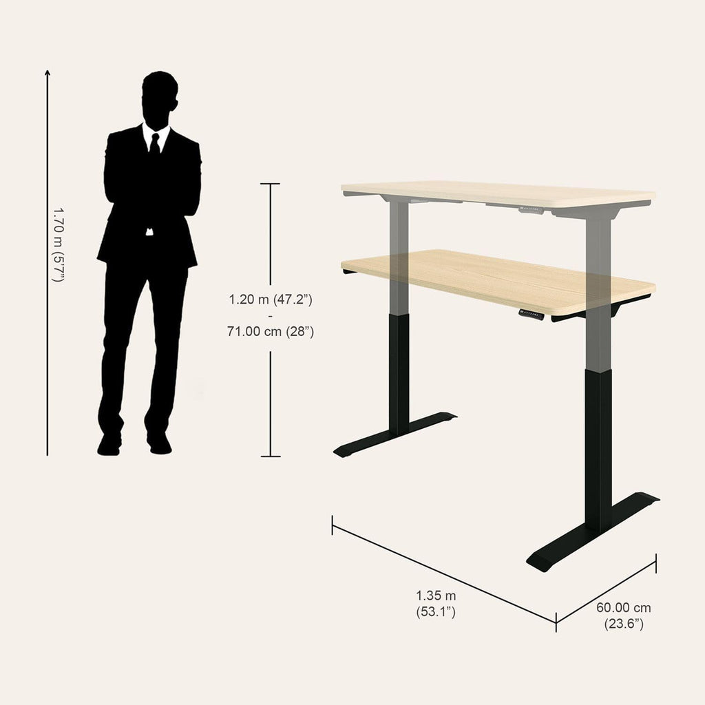 Interio by Godrej Stance Dual Motor Height Adjustable Work Desk - 135 x 60 cm - Douglas Pine Top