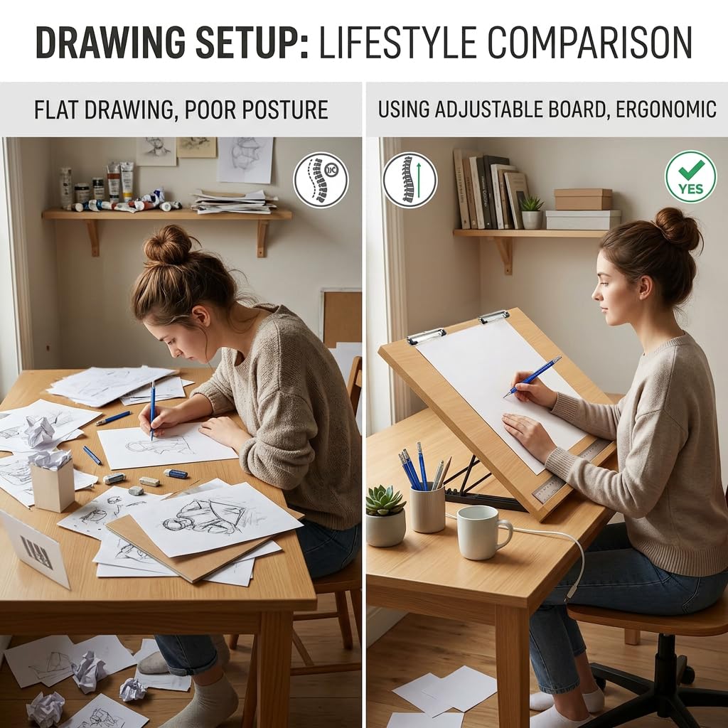 Isomars Foldable Drawing & Drafting Board with Clips