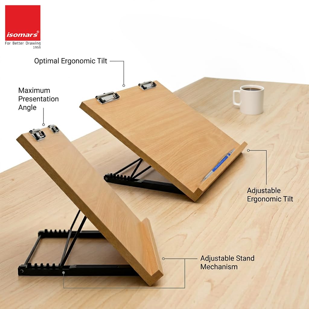 Isomars Foldable Drawing & Drafting Board with Clips