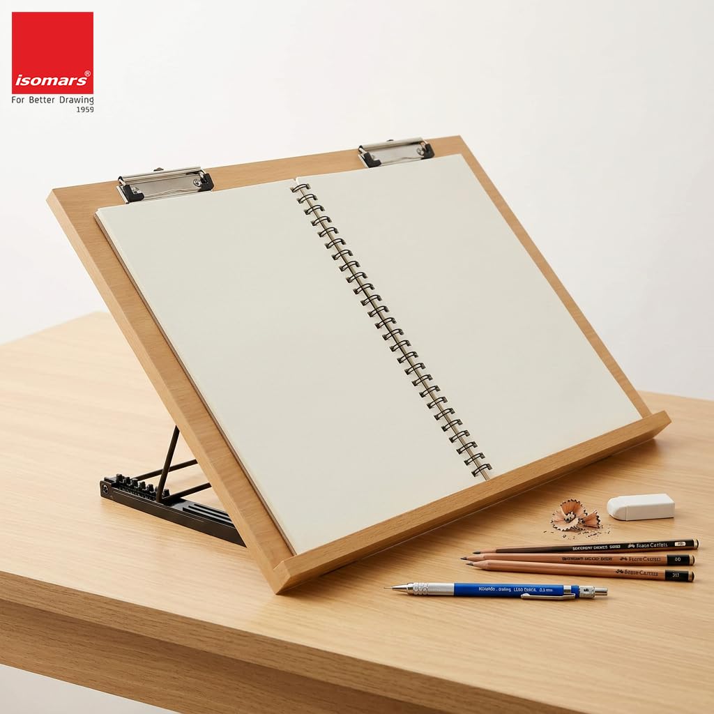 Isomars Foldable Drawing & Drafting Board with Clips