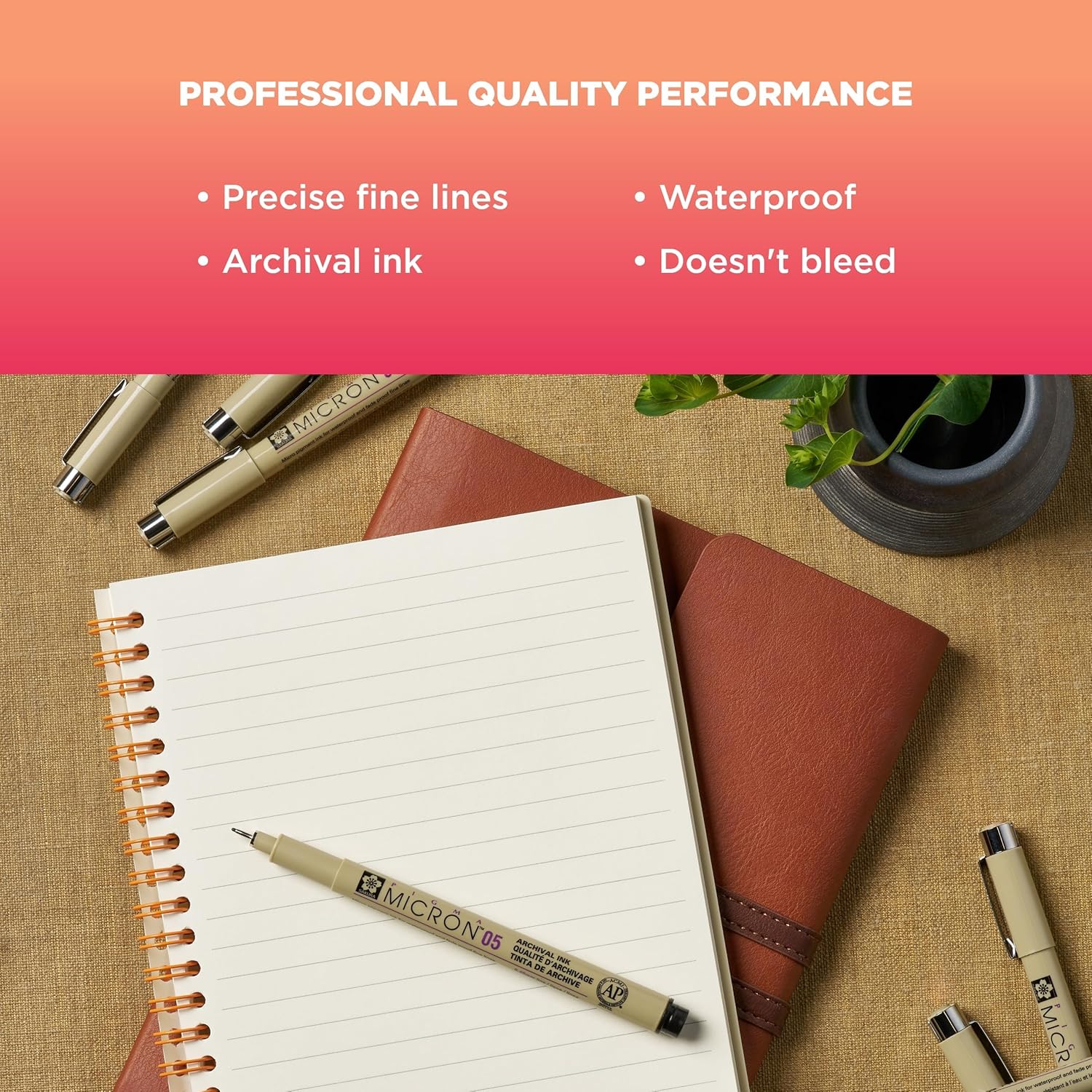 SAKURA Pigma Micron Fineliner Pens - Archival Waterproof Black Ink - Assorted Point Sizes