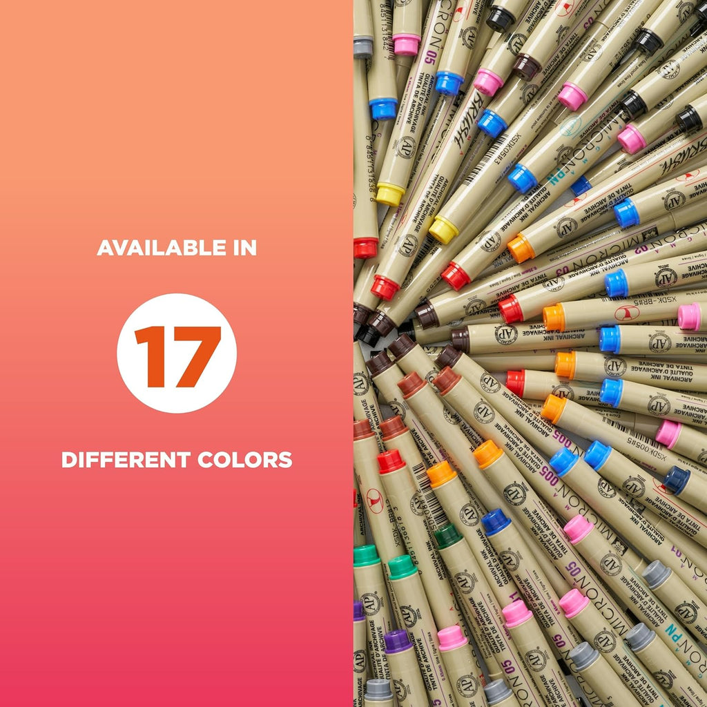 SAKURA Pigma Micron Fineliner Pens - Archival Waterproof Black Ink - Assorted Point Sizes