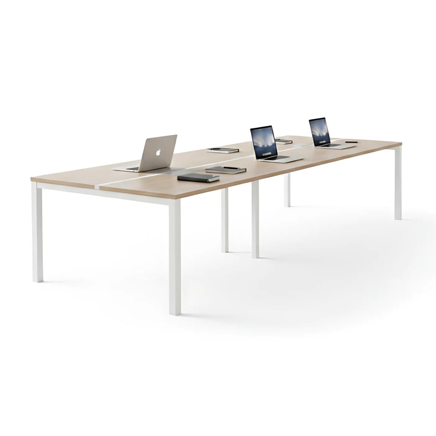TEKAVO Vintage Meeting Table for 8 People - 240 x 120 cm - White & Mile Oak Finish