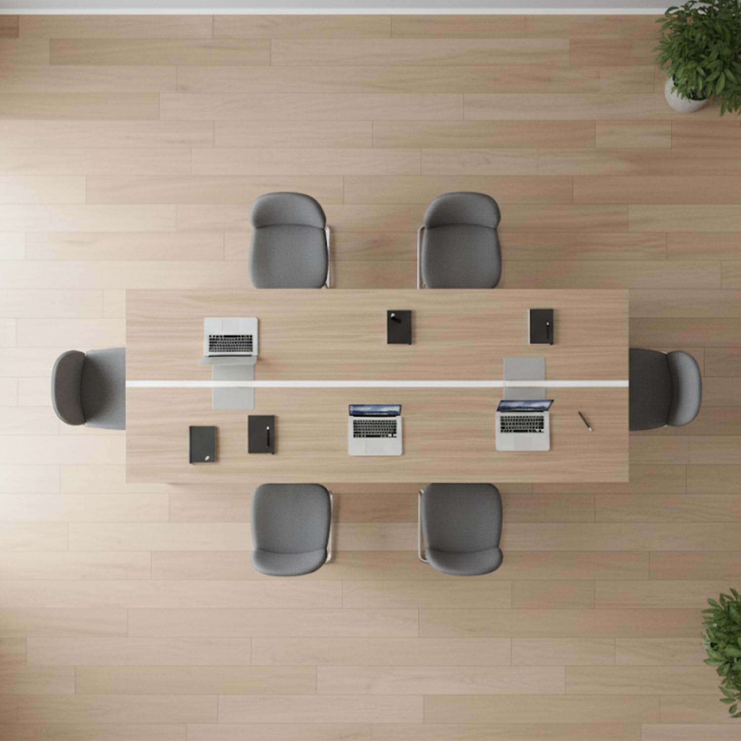 TEKAVO Vintage Meeting Table for 8 People - 240 x 120 cm - White & Mile Oak Finish